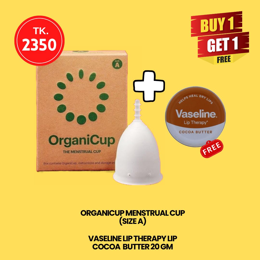 OrganiCup Menstrual Cup (Size A) + 1 Vaseline Lip Therapy Cococa Butter 20gm (FREE) Senorarita